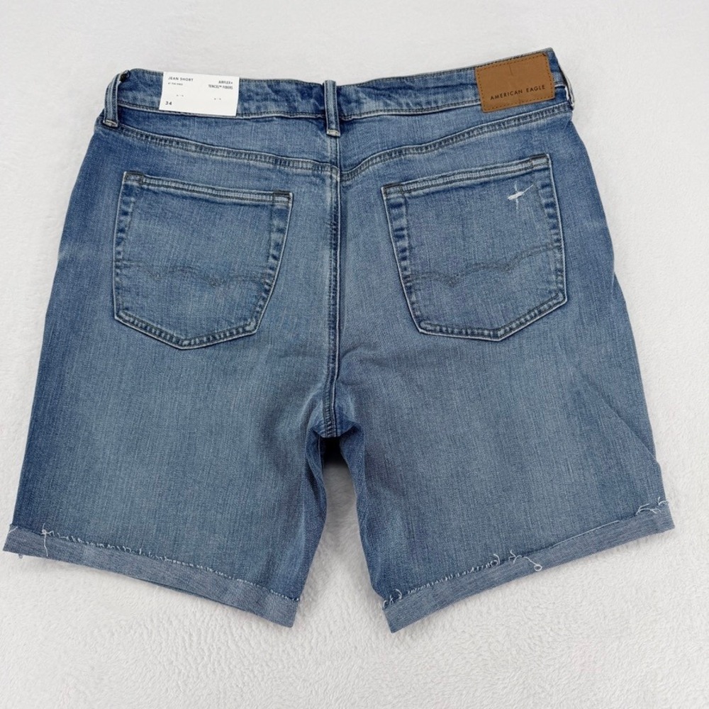 American Eagle AirFlex+ Tencel Distressed Jean Shorts 34 NWT - Picture 2 of 12